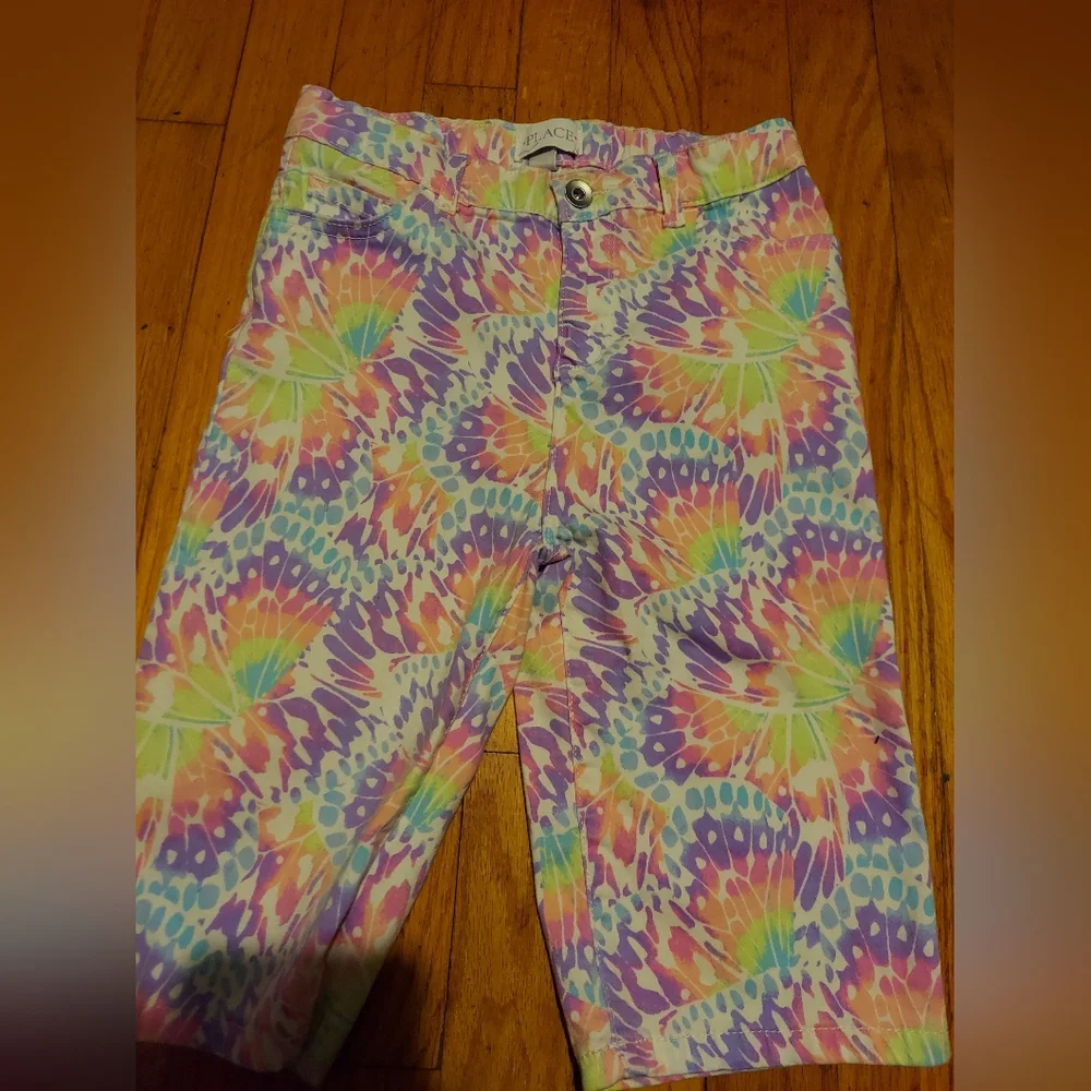 The Children's Place Skimmer Shorts Lavender Swirl Floral Rainbow Pastel Size 14
